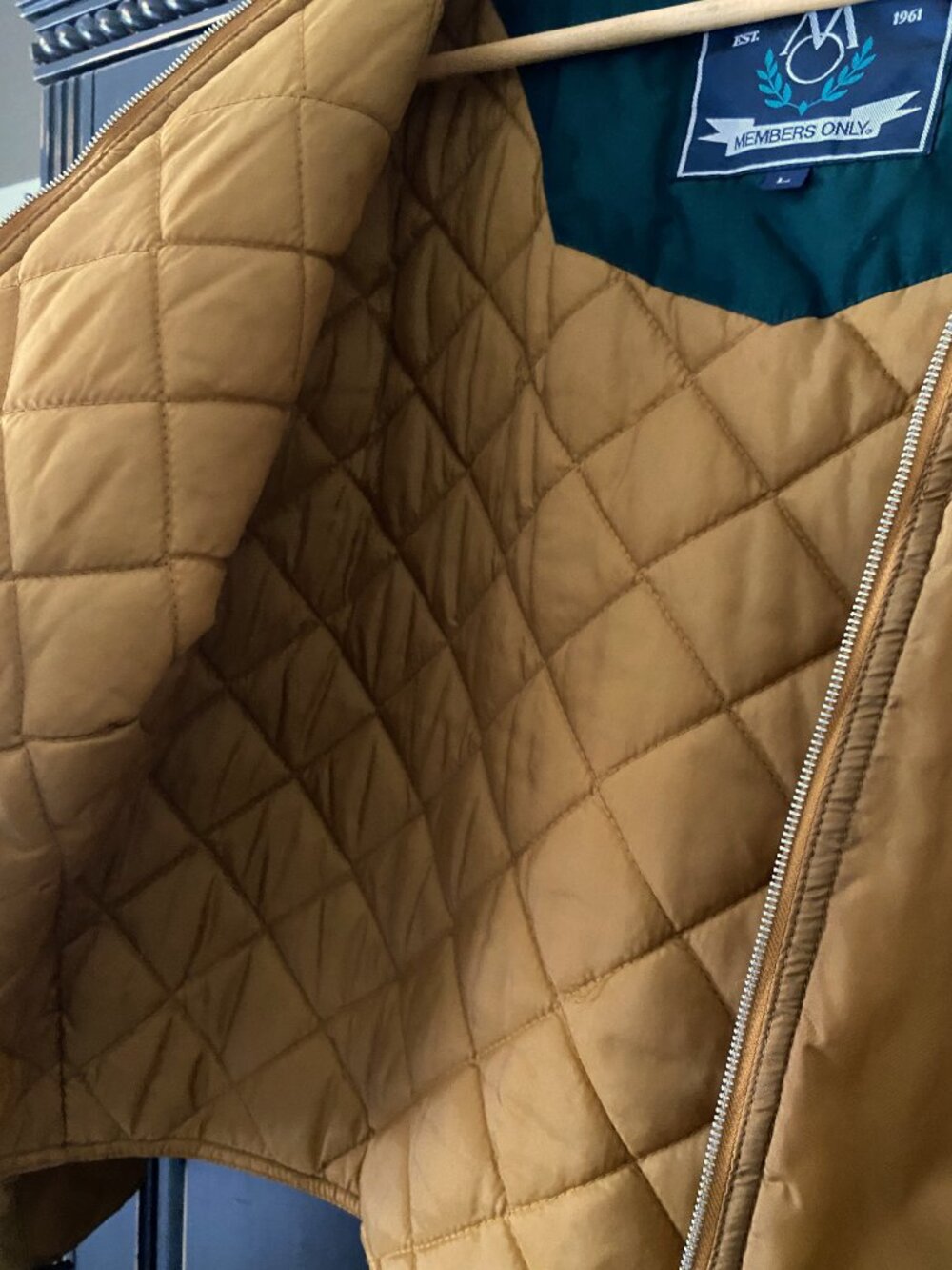 Vintage Members Only Racer Jacket Zip-In Quilted Liner Insert - Size: Men’s L - Picture 3 of 12